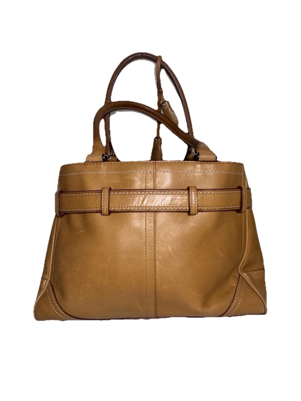 Coach Tan Leather Satchel with Bit-Detail - Picture 2 of 11